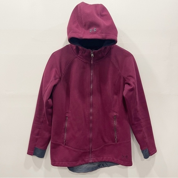 Under Armour Women’s CGI Dobson Softshell Jacket Full Zip Hooded Burgundy Small - Picture 2 of 16